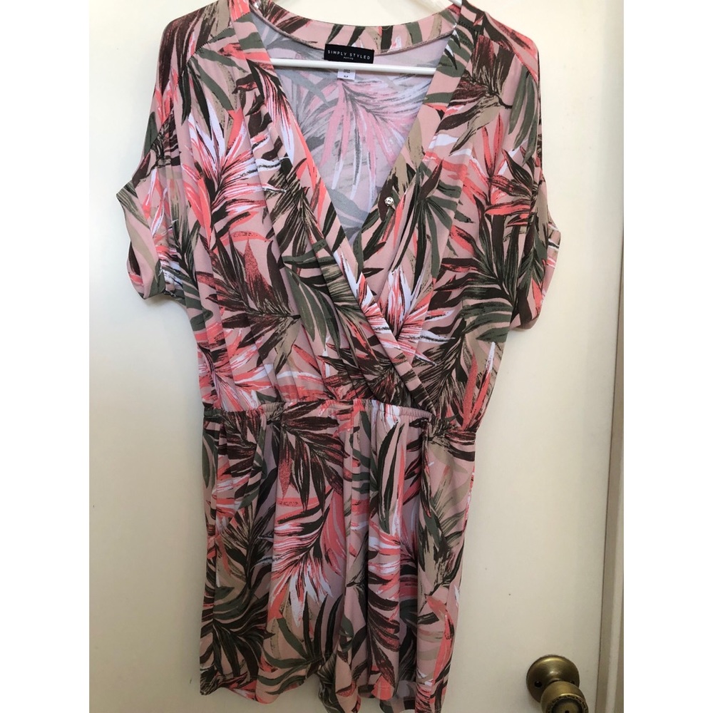 Romper - tropical print pink/beige